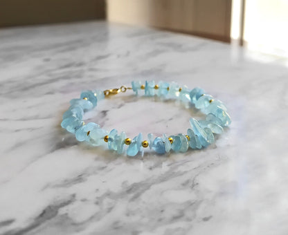 Raw Aquamarine Beaded Bracelet