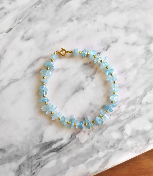 Raw Aquamarine Beaded Bracelet