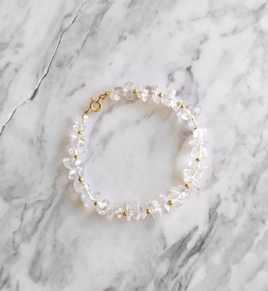 Raw Clear Quartz Beaded Bracelet