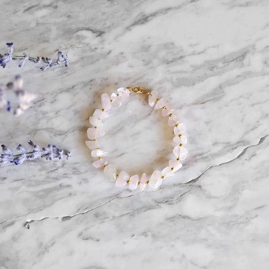 Raw Rose Quartz Beaded Bracelet