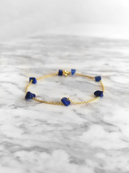 Raw Lapis Lazuli Chain Bracelet