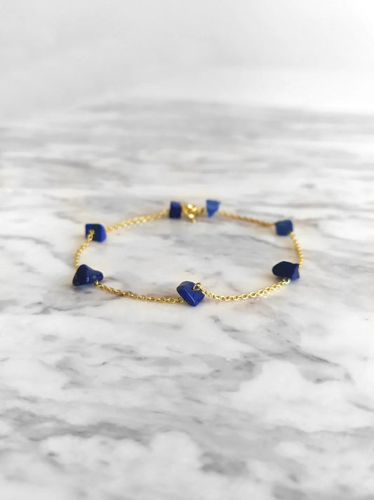 Raw Lapis Lazuli Chain Bracelet