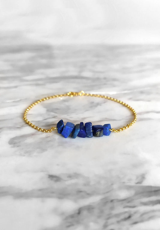 Raw Lapis Lazuli Bar Bracelet