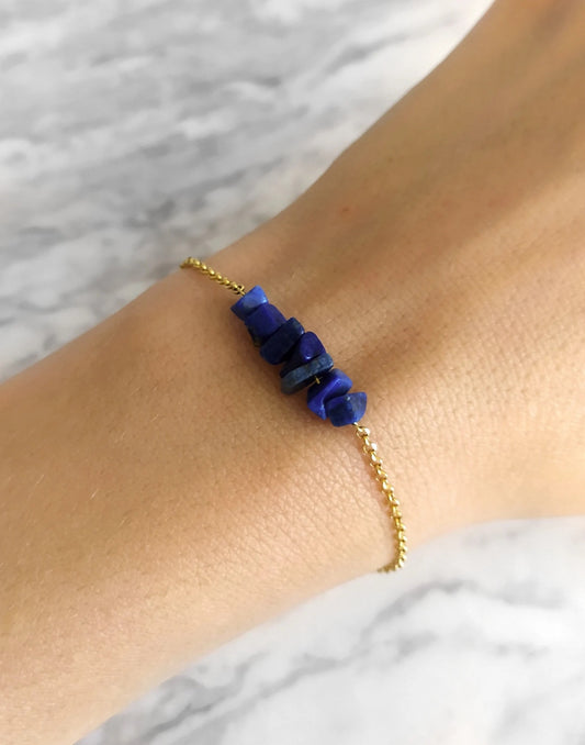 Raw Lapis Lazuli Bar Bracelet