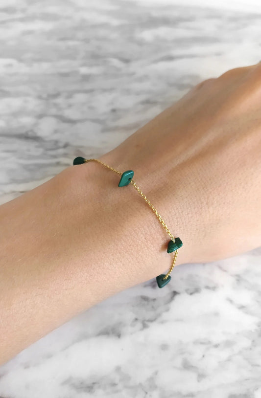 Raw Malachite Chain Bracelet