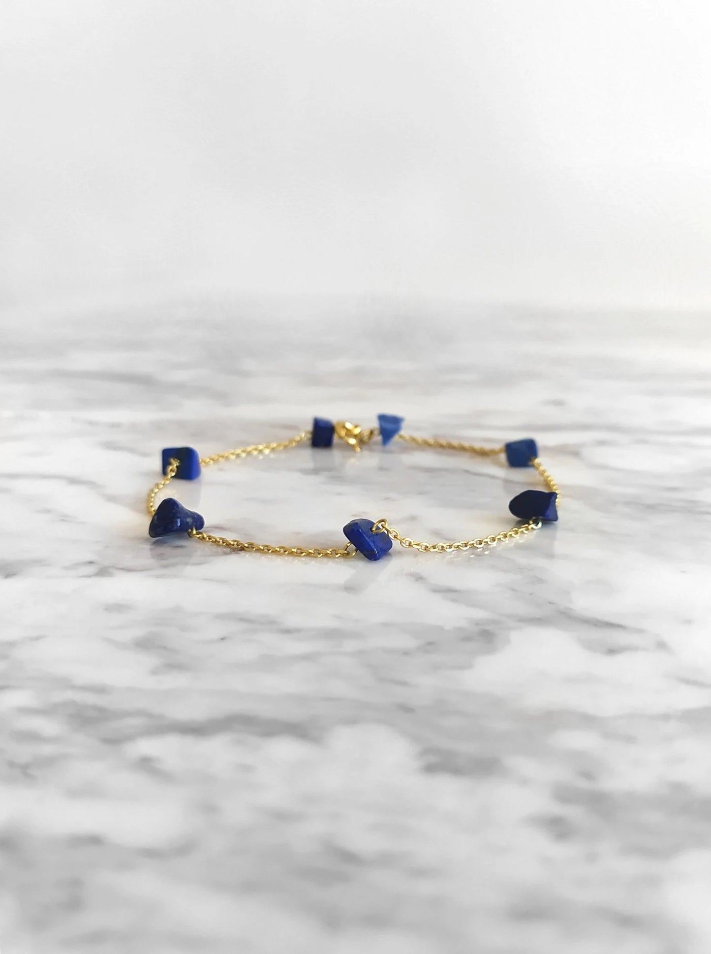 Raw Lapis Lazuli Chain Bracelet