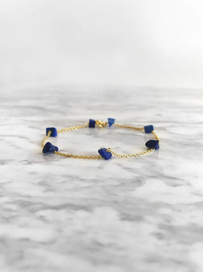 Raw Lapis Lazuli Chain Bracelet