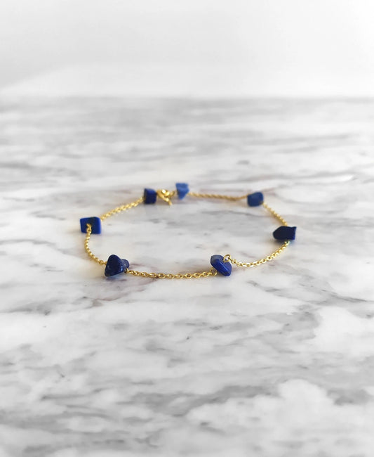 Raw Lapis Lazuli Chain Bracelet