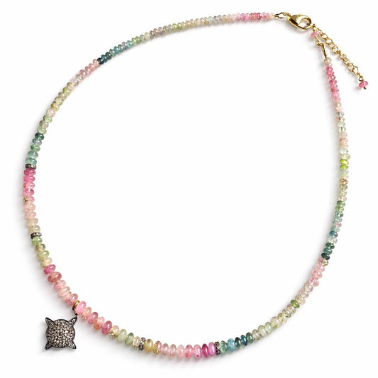 Tourmaline Star Beaded Necklace - 925 Sterling Silver Jewelry