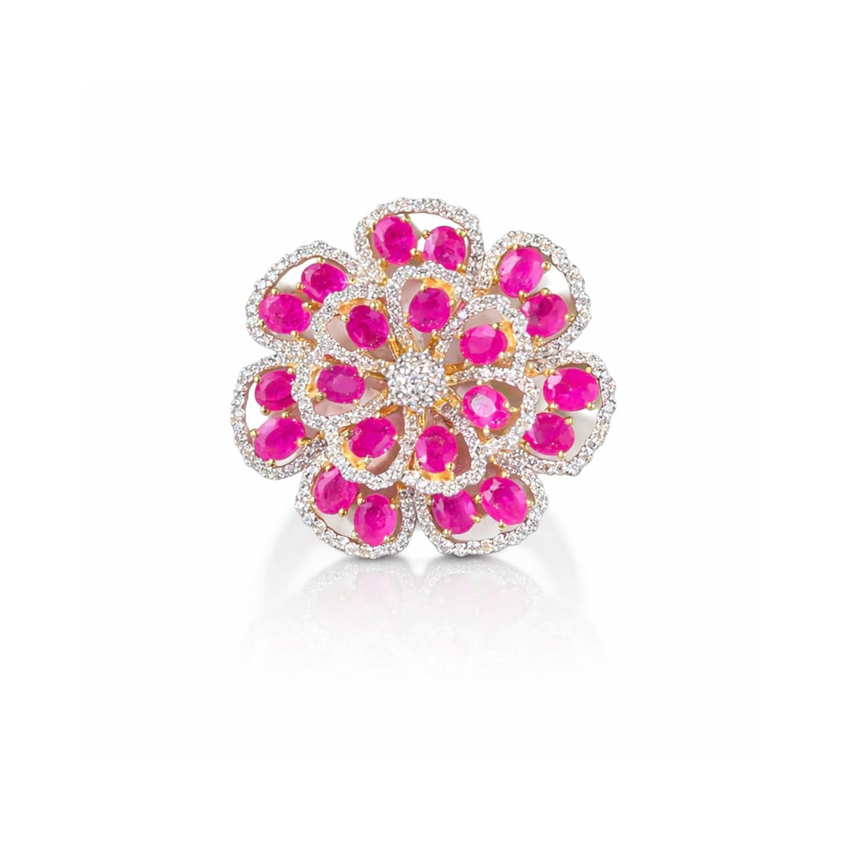 Ruby Diamond Flower Ring