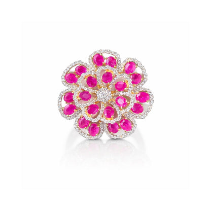 Ruby Diamond Flower Ring