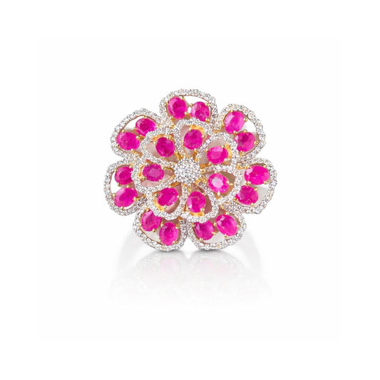 Ruby Diamond Flower Ring